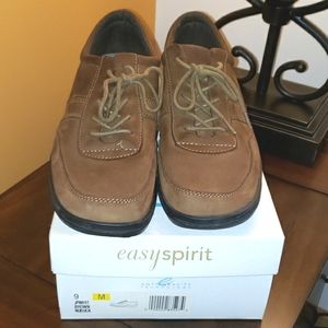 Easy Spirit Women Brown Suede Oxford Walking Shoes Sz-9M
